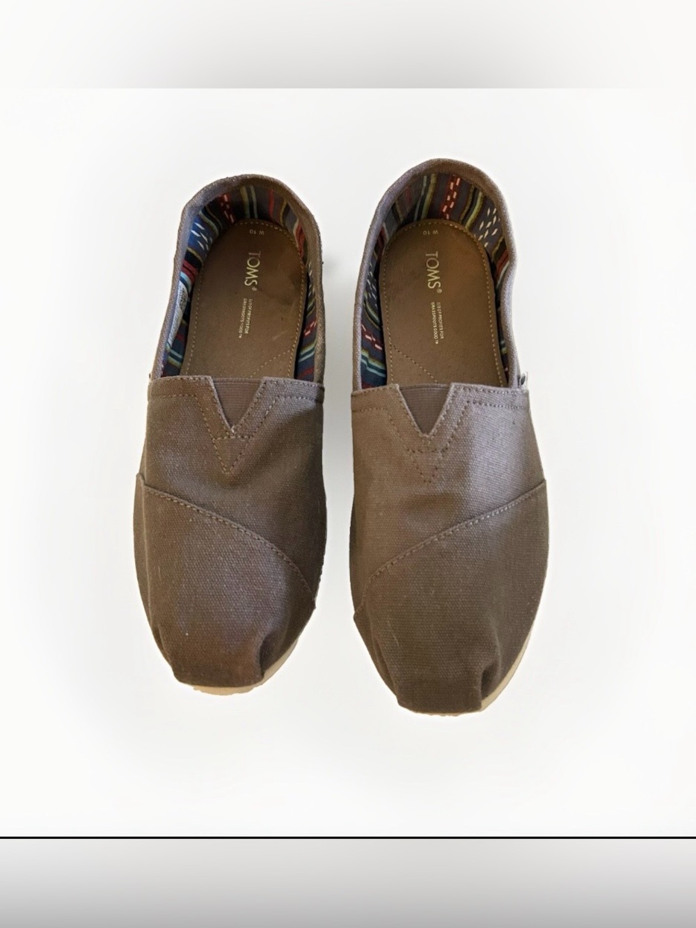 TOMS Women’s Size 10 Shoes In Brown “Alpargata Cotton Canvas”. Excellent Cond.